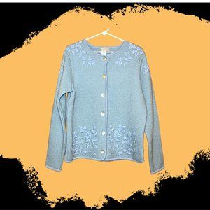 Coldwater Creek / Womans Large / Blue Boiled Wool Sweater / Jacket